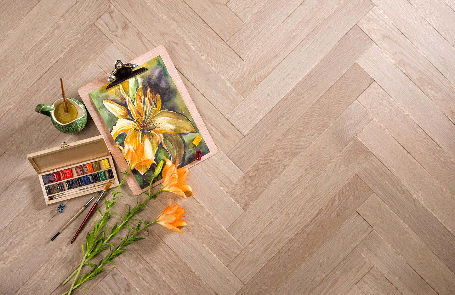 Titanium Buff | Herringbone Engineered Flooring | Coswick