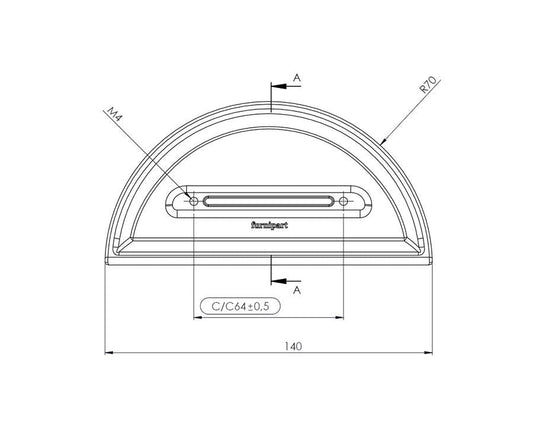 Furnipart Horizon Handle. Finish: Matt Black. Length: 140mm