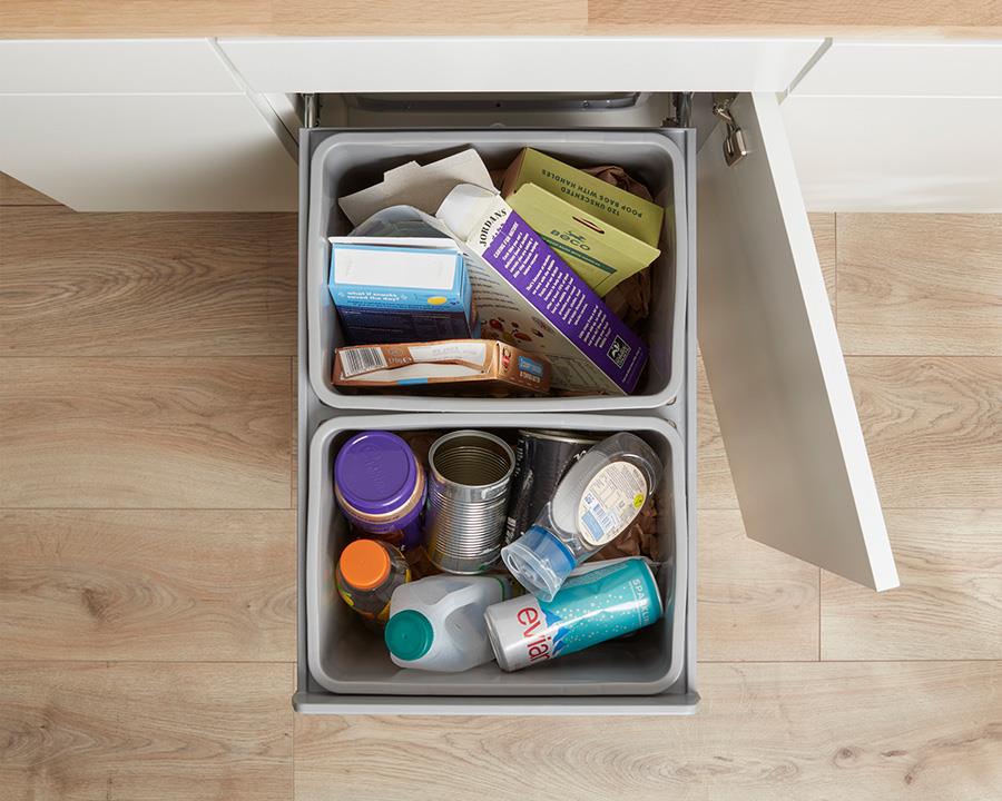 Bin 36L (2x18L) Hand Pull Waste Bin in Plastic
