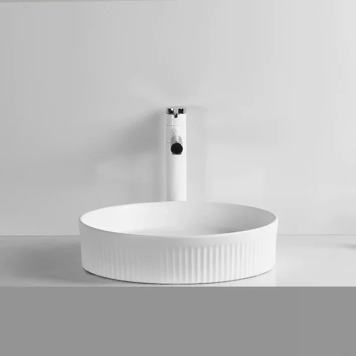 Fluted Wash Basin | Matte White | 410MM