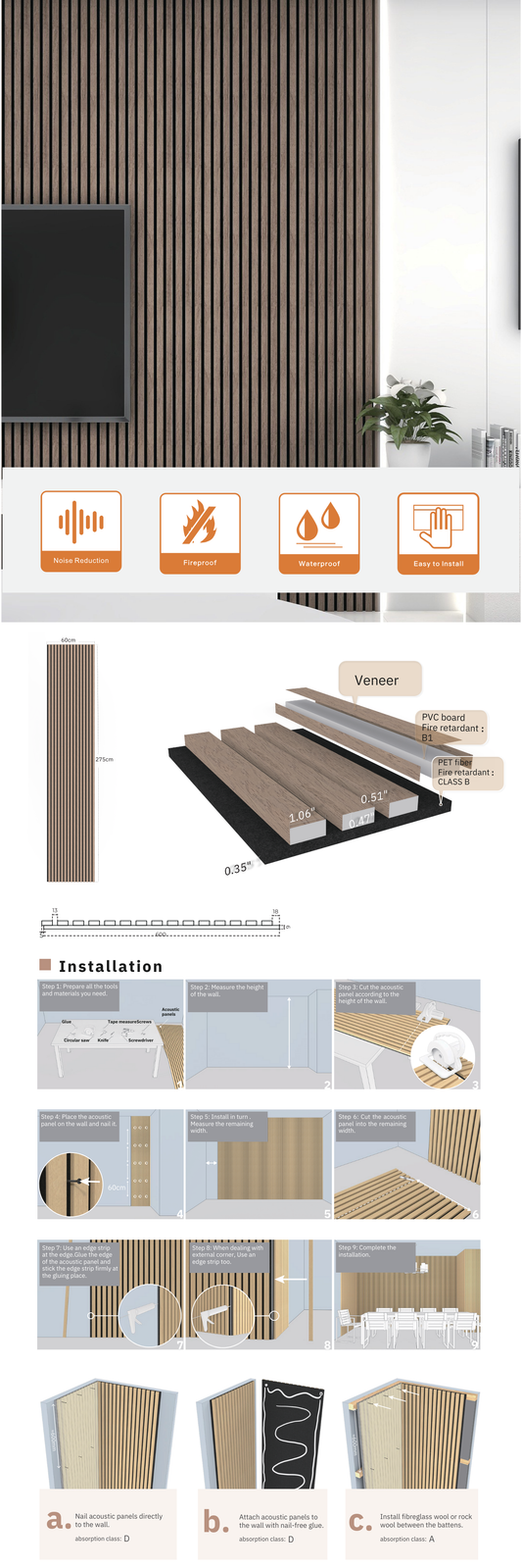 Acoustic Square Panel | Walnut Oak