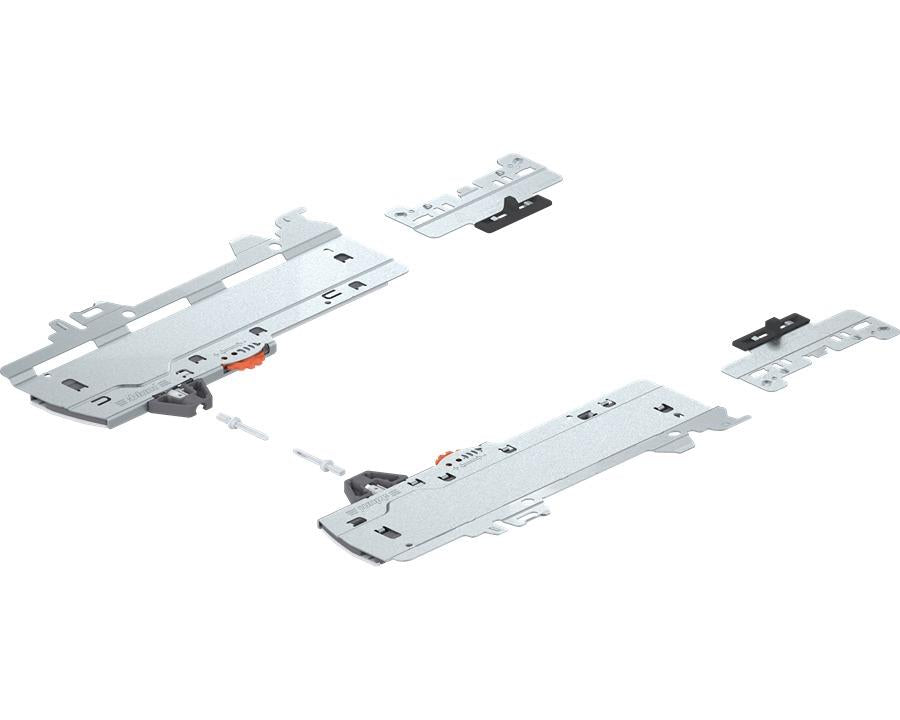 Blum TIP-ON BLUMOTION set (unit and latch) for MERIVOBOX. For 350 – 600mm NL runners. Type L1. Total weight of pull out 0 - 20kg by W&B