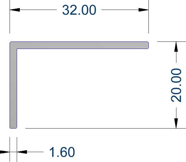 Chrome 32mm x 20mm Aluminium Angle