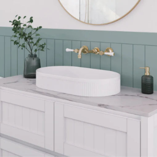 Fluted Wash Basin | Matte White | 570MM
