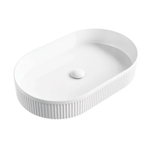 Fluted Wash Basin | Matte White | 570MM