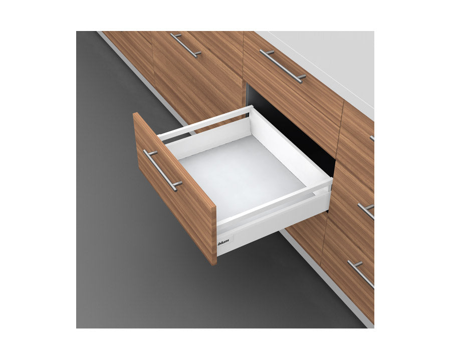 Blum TANDEMBOX antaro High-fronted Drawer B Height 135MM with Single Gallery Rail 30kg 400mm Silk White with BLUMOTION by W&B