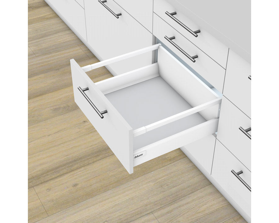 Blum TANDEMBOX antaro High-fronted Drawer D Height 199MM with Single Gallery Rail 65kg 500mm Silk White with BLUMOTION by W&B