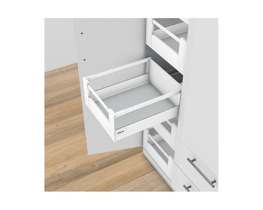 Blum TANDEMBOX antaro Inner Drawer D Height with Single Gallery Rail 30kg 400mm Silk White with BLUMOTION by W&B