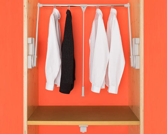 Ambos Double Pull Down Wardrobe Lift Rail in Black. 15kg by W&B