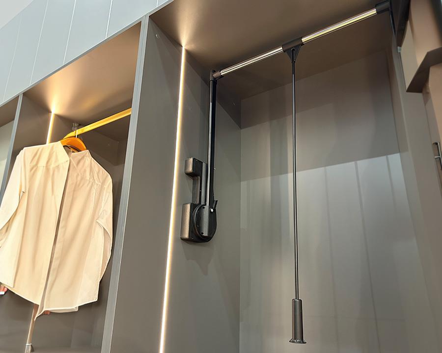 Ambos Double Pull Down Wardrobe Lift Rail in Black. 15kg by W&B