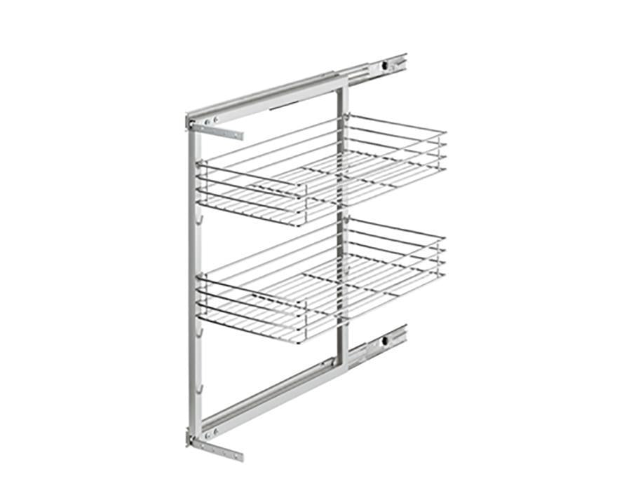 Pantry Wire Roll Out For 300mm Cabinet | 2 Chrome Baskets & Grey Frame | Will Fit 250mm Opening