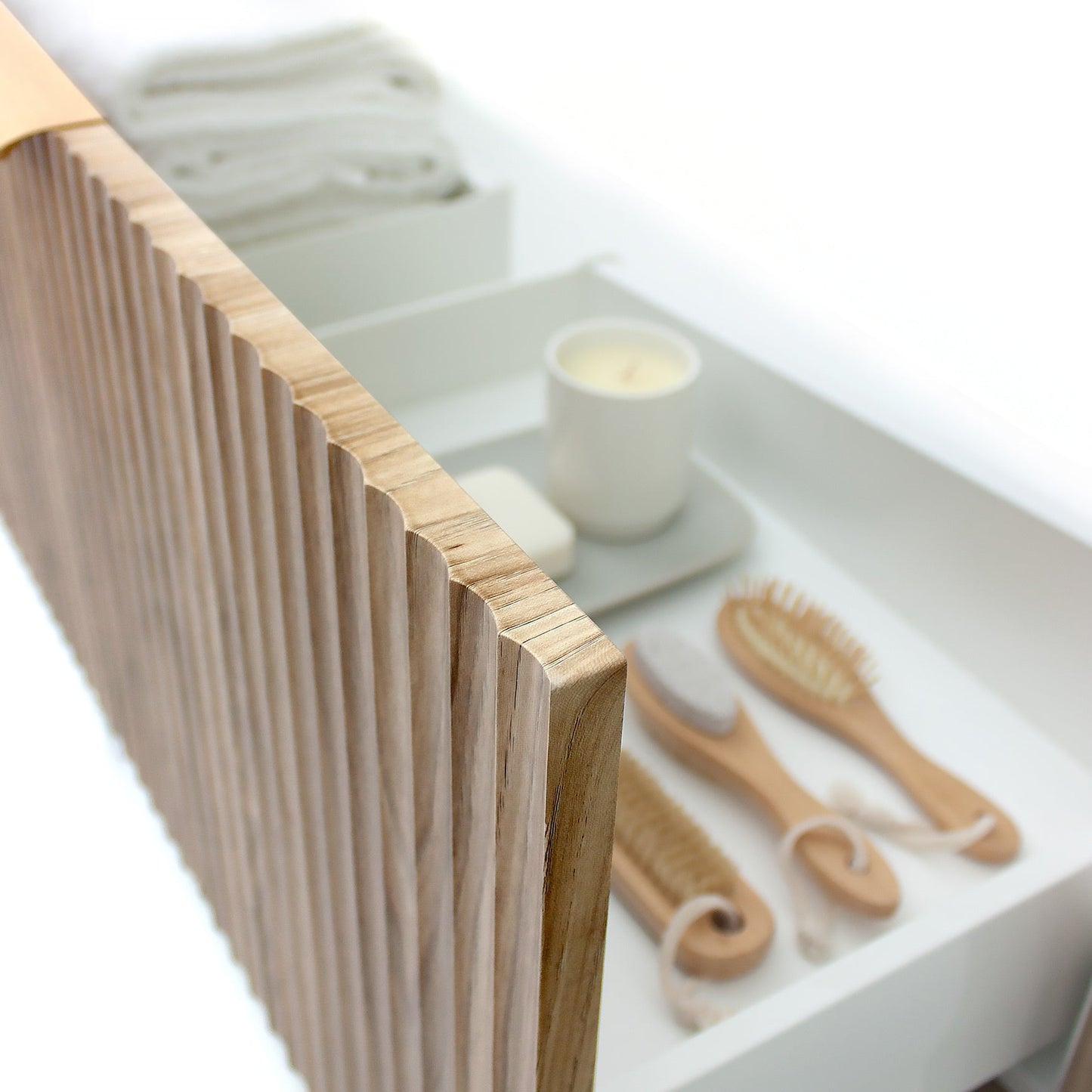 Vanity 750mm - Wall Hung - Cove Fluted Feature in Oak finish