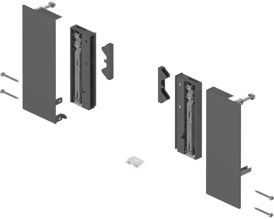 Blum MERIVOBOX Inner Drawer E Height Front Fixing Brackets for Glass Orion Grey by W&B