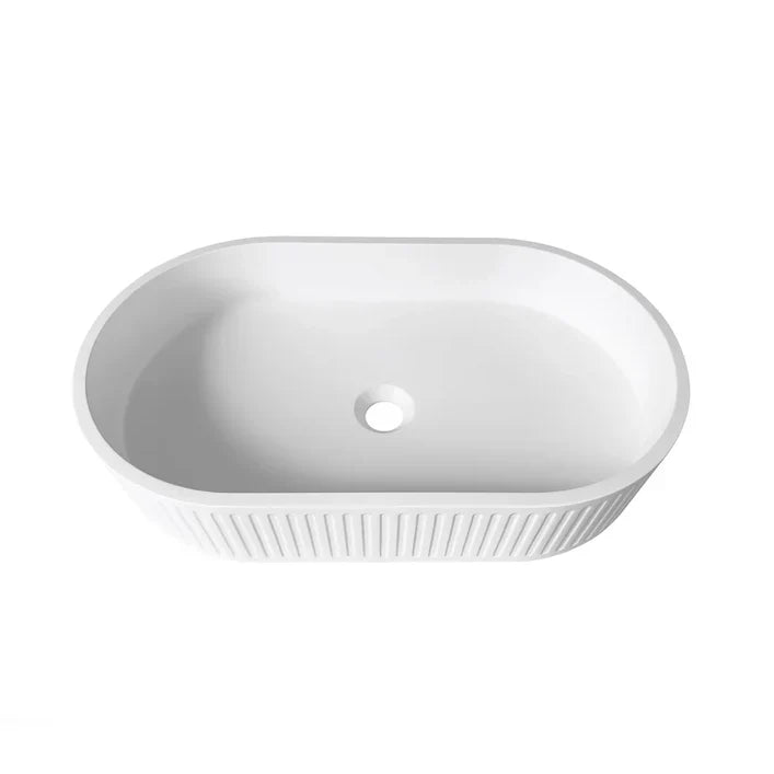 Fluted Wash Basin | Matte White | 570MM