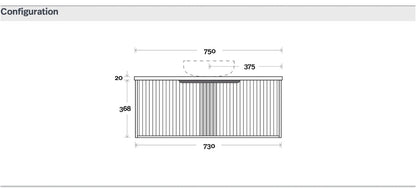 Vanity 750mm - Wall Hung - Cove Fluted Feature in Oak finish