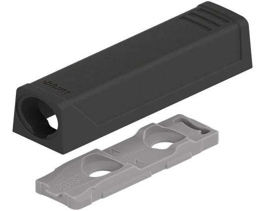 Blum TIP-ON Slimline Adapter Plate for Doors, Short Version, 53mm, Carbon Black, 17mm. 956.1201 by W&B