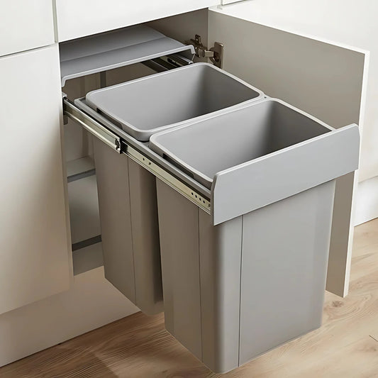 Bin 36L (2x18L) Hand Pull Waste Bin in Plastic