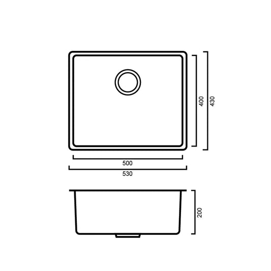 Single Bowl stainless under-mount sink -600 cabinet