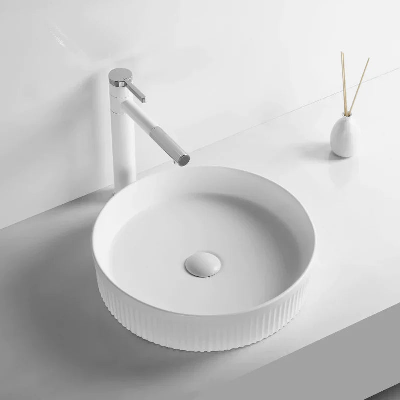 Fluted Wash Basin | Matte White | 410MM