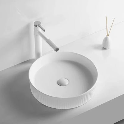 Fluted Wash Basin | Matte White | 410MM