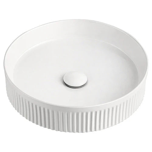 Fluted Wash Basin | Matte White | 410MM