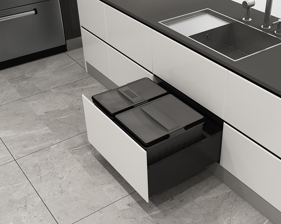 Imperial 35L (1x15L + 1x20L) Kitchen Bin in Dark Grey. To suit 600mm cabinet