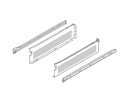 Blum METABOX Side & Runner Set. Single Extension Steel Sides 118mm X 450mm. *Sides And Runners Only* 320K4500C15 by W&B