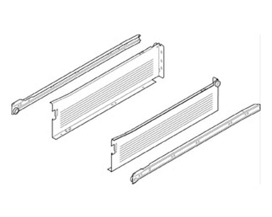 Blum METABOX Side & Runner Set. Single Extension Steel Sides 118mm X 500mm. *Sides And Runners Only* 320K5000C15 by W&B