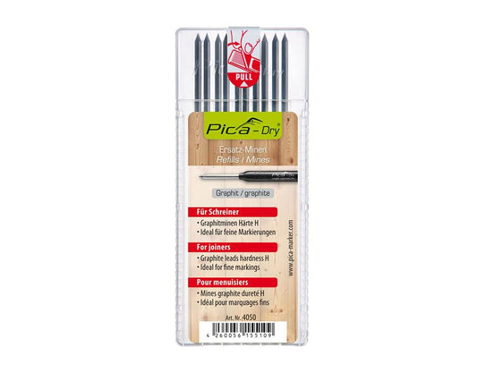 Set of 10 leads of Pica Dry Refills Graphite - Special Hardness H by W&B