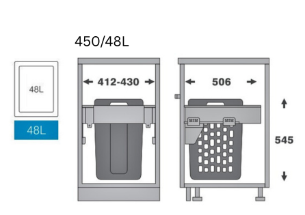 Pull Out Hamper - 450mm cabinet