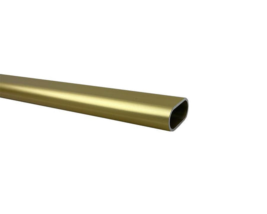 Oval Hanger Rail - Brushed Gold 15mm x 30mm x 2.5m