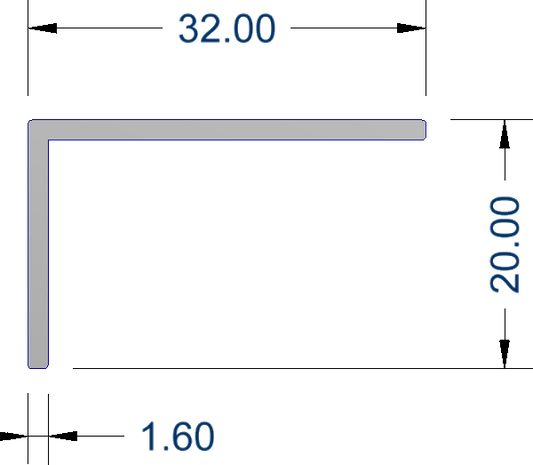 Chrome 32mm x 20mm Aluminium Angle