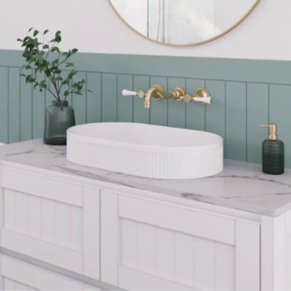 Fluted Wash Basin | Matte White | 570MM