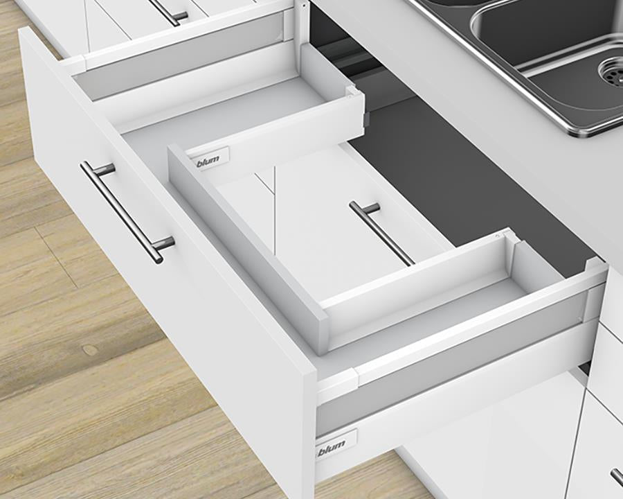 Blum TANDEMBOX Antaro Sink Drawer C Height 167mm with Single Rail 30kg 500mm Silk White with BLUMOTION by W&B