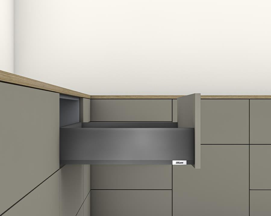 Blum MERIVOBOX K Height 129mm drawer 600mm with BLUMOTION in Orion Grey 40kg by W&B