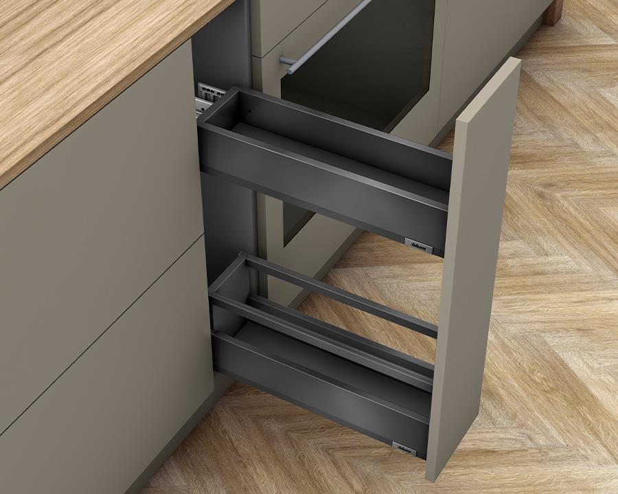 Blum MERIVOBOX M + E Height SPACE TWIN with Single Gallery 450mm with BLUMOTION in Orion Grey 40kg by W&B