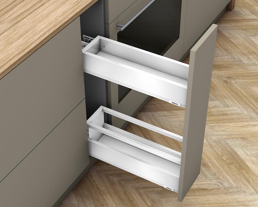 Blum MERIVOBOX M + E Height SPACE TWIN with BOXCAP 450mm with BLUMOTION in Silk White 70kg by W&B
