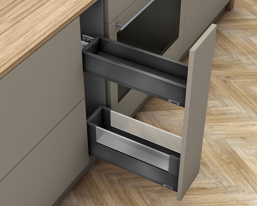 Blum MERIVOBOX M + E Height SPACE TWIN with BOXCOVER 450mm with BLUMOTION in Orion Grey 40kg by W&B