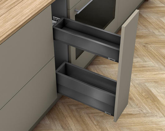Blum MERIVOBOX M + E Height SPACE TWIN with BOXCAP 500mm with BLUMOTION in Orion Grey 70kg by W&B