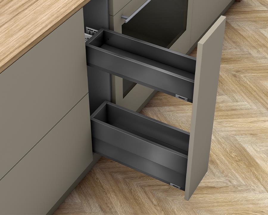 Blum MERIVOBOX M + E Height SPACE TWIN with BOXCAP 550mm with BLUMOTION in Orion Grey 40kg by W&B