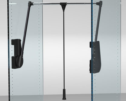 Ambos Double Pull Down Wardrobe Lift Rail in Black. 15kg by W&B