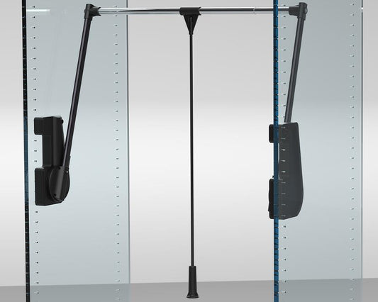 Ambos Double Pull Down Wardrobe Lift Rail in Black. 15kg by W&B