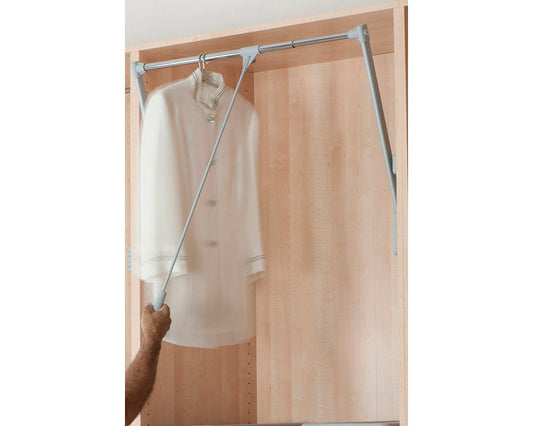 Ambos Double Pull Down Wardrobe lift rail in chrome and aluminium. 15kg by W&B