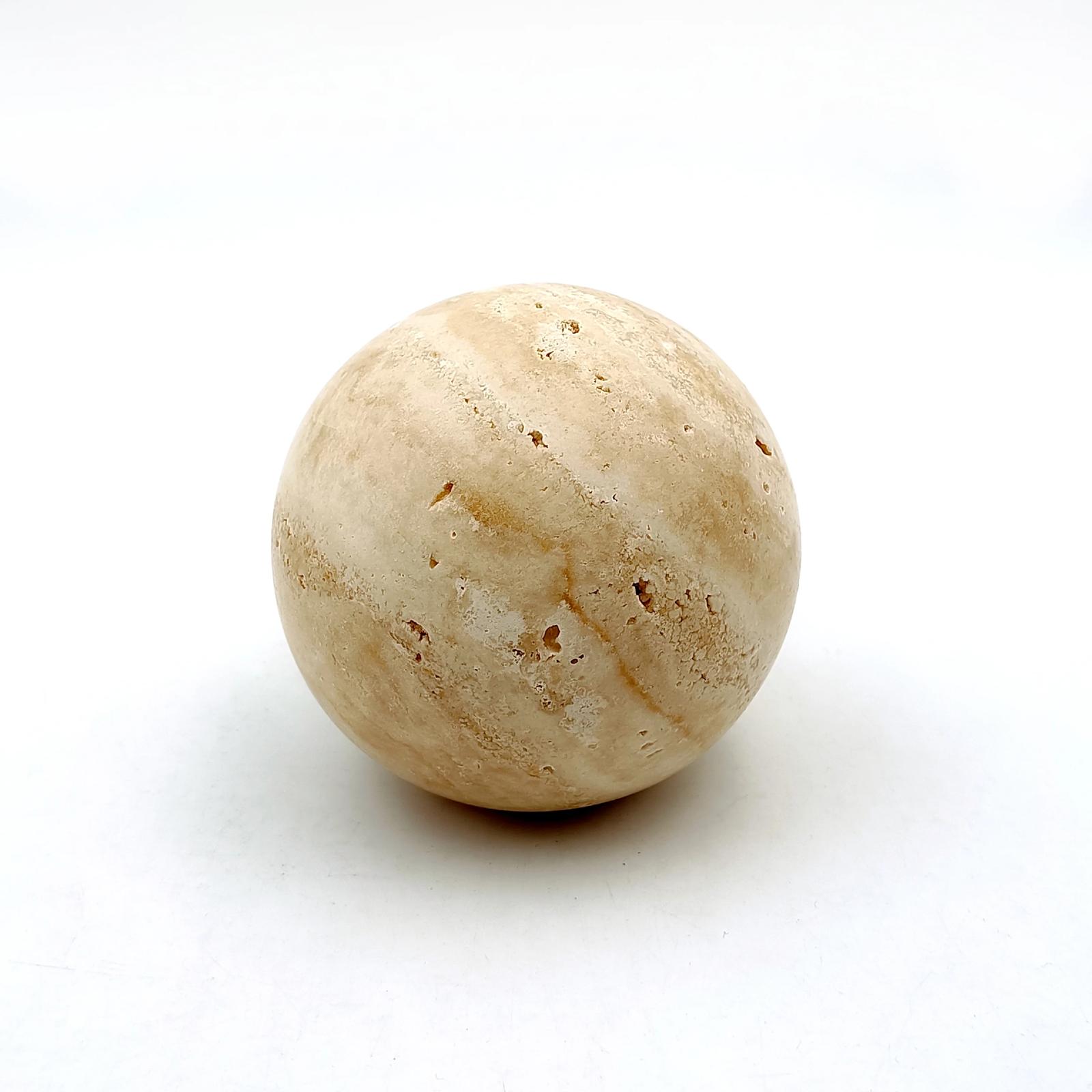 Classic Travertine Polished Marble Sphere – 100mm Diameter