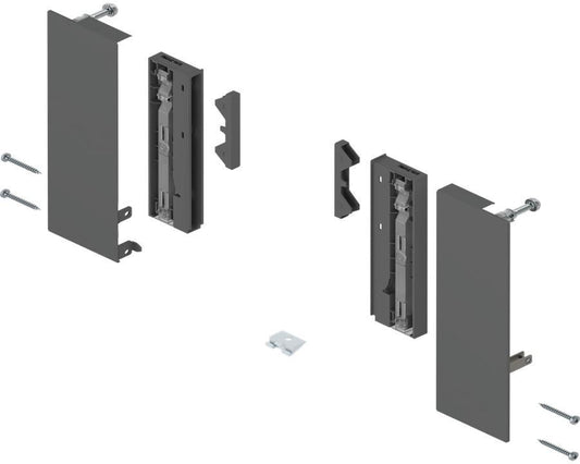 Blum MERIVOBOX Inner Drawer E Height Front Fixing Brackets for Glass Orion Grey by W&B