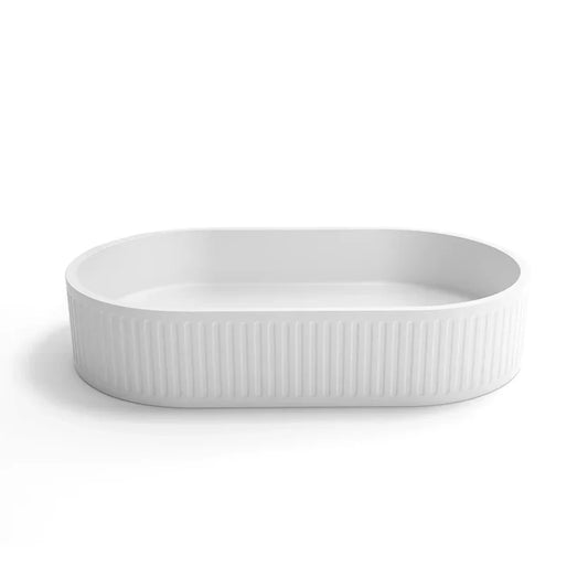 Fluted Wash Basin | Matte White | 570MM